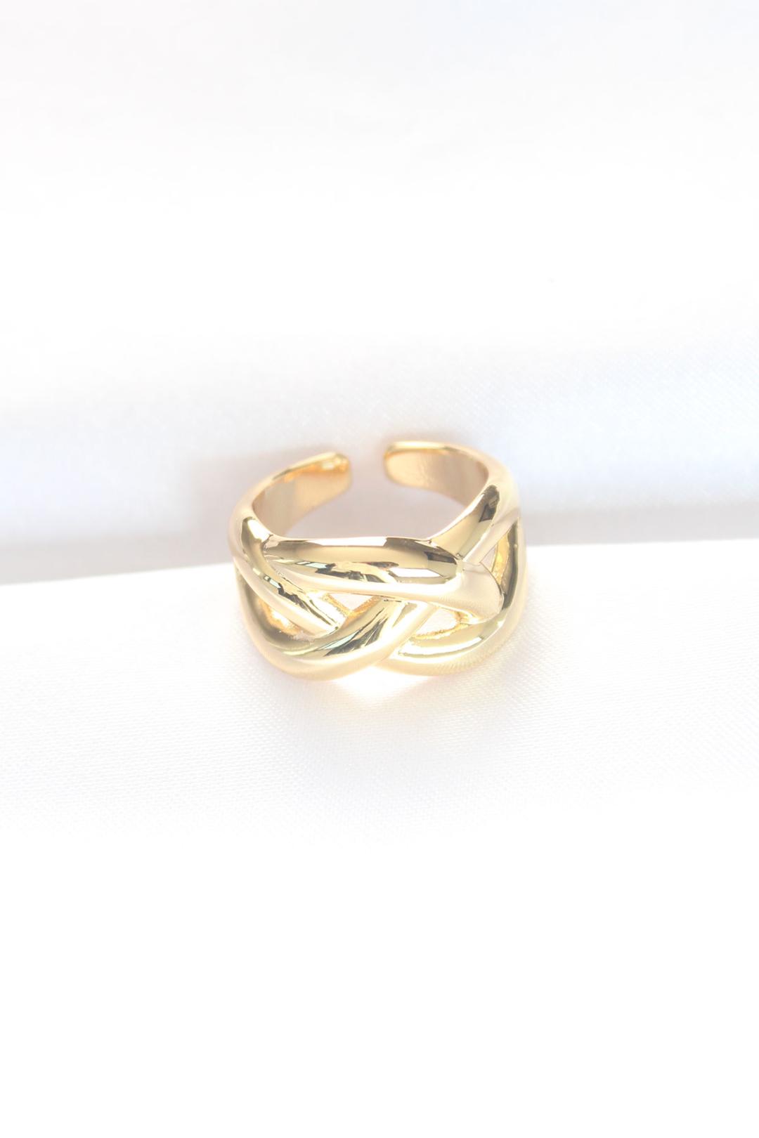 Düğüm Model Gold Renk Ayarlanabilir Yüzük