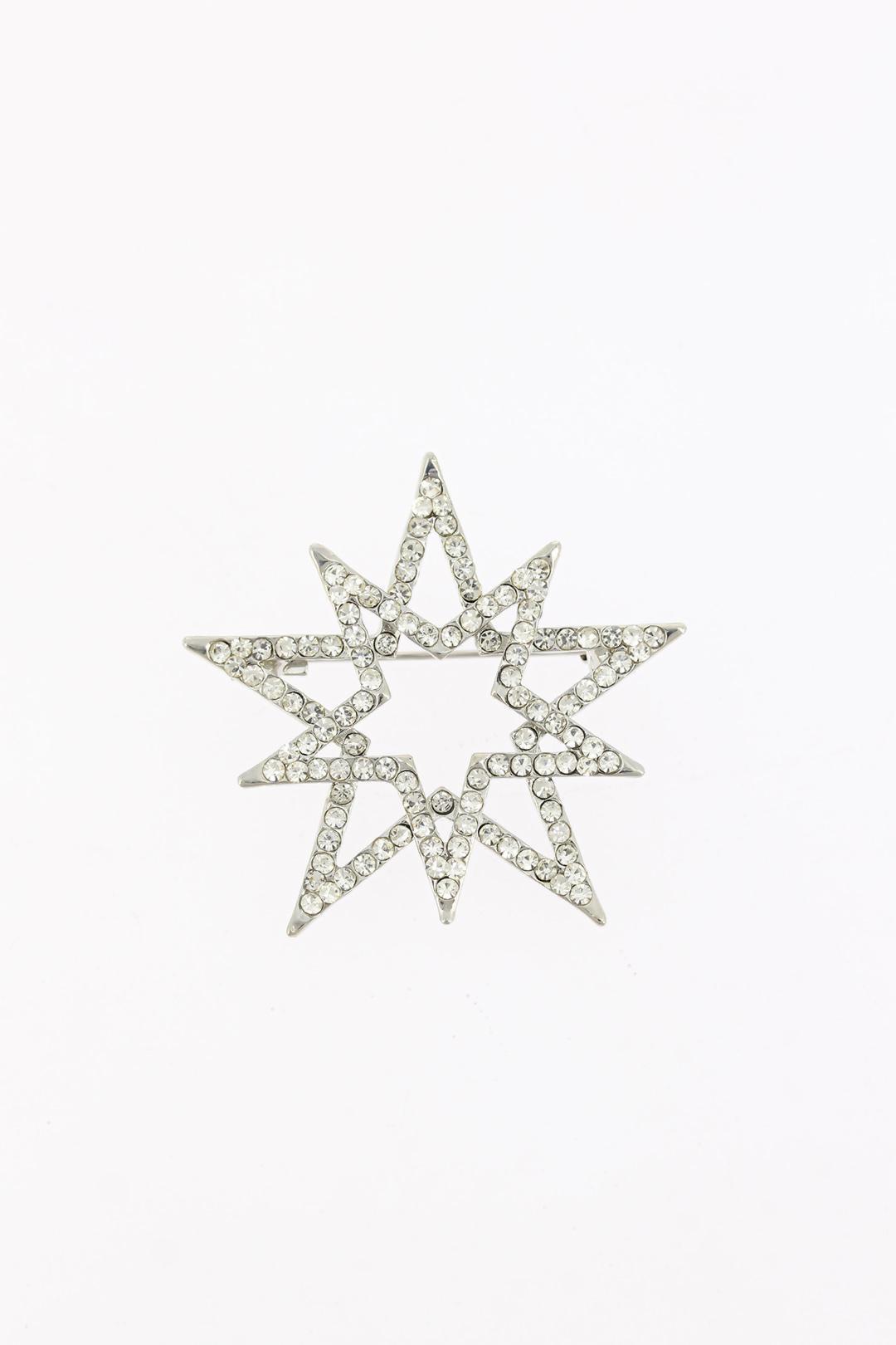 Zirkon Taşlı Kutup Yıldızı Figürlü Silver Renk Metal Broş