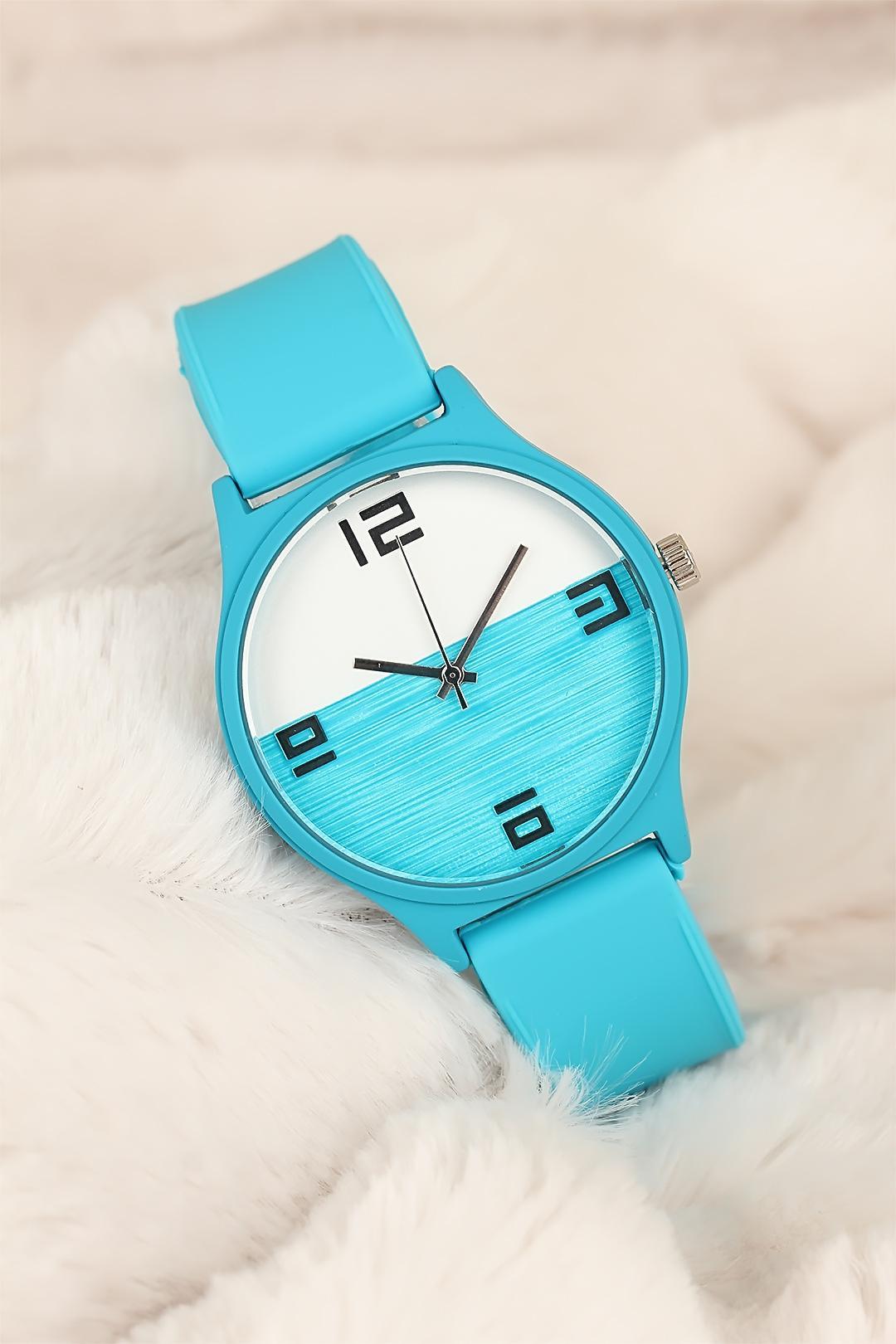 Mavi Renkli Silikon Bayan Saat