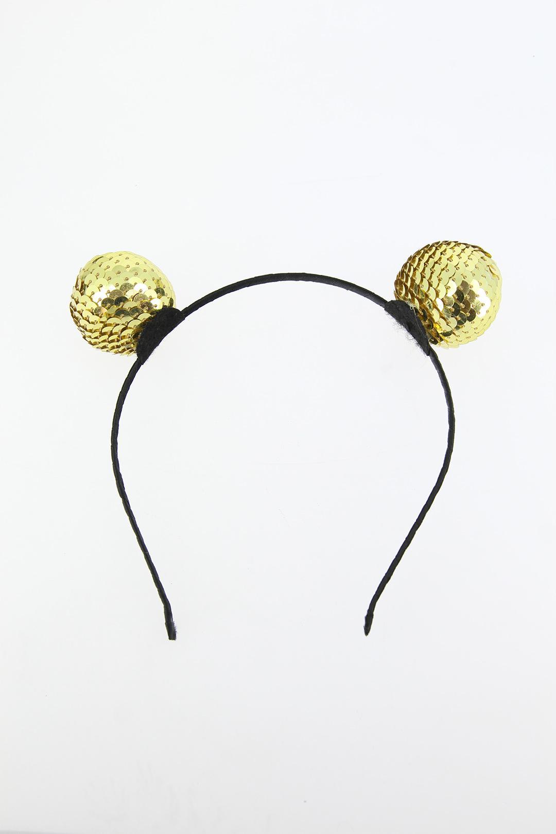 Gold Renk Payetli Kulak Tasarımlı Taç